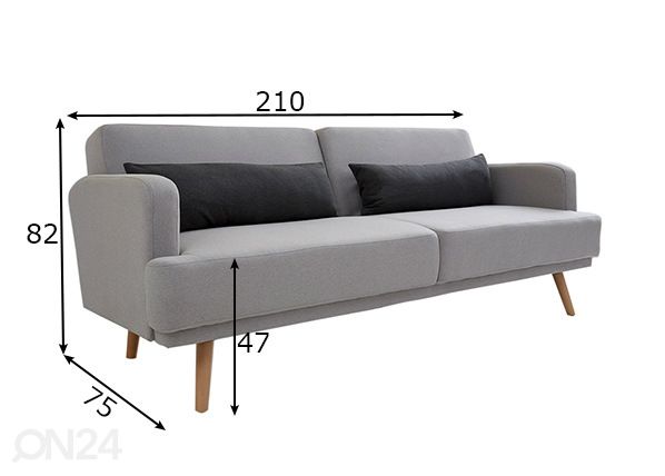 Vuodesohva Studio mitat