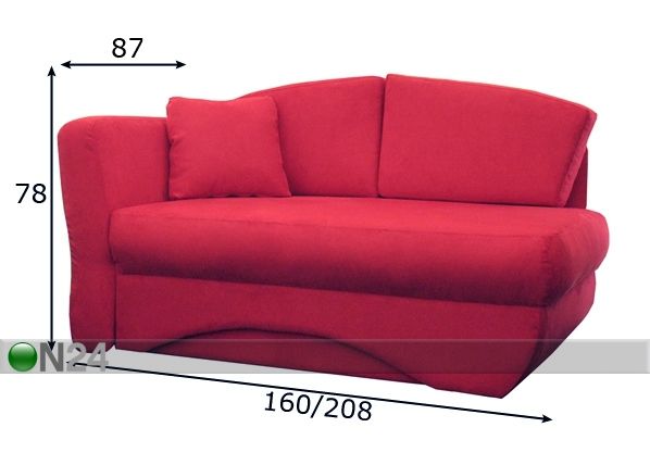 Vuodesohva+vuodevaatelaatikko mitat