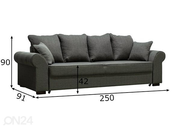 Vuodesohva vuodevaatelaatikolla mitat