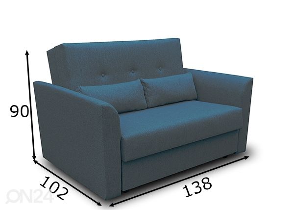 Vuodesohva vuodevaatelaatikolla mitat