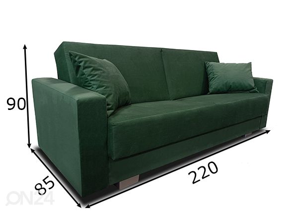Vuodesohva vuodevaatelaatikolla mitat