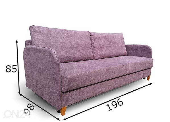 Vuodesohva vuodevaatelaatikolla mitat