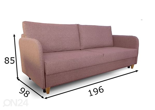Vuodesohva vuodevaatelaatikolla mitat