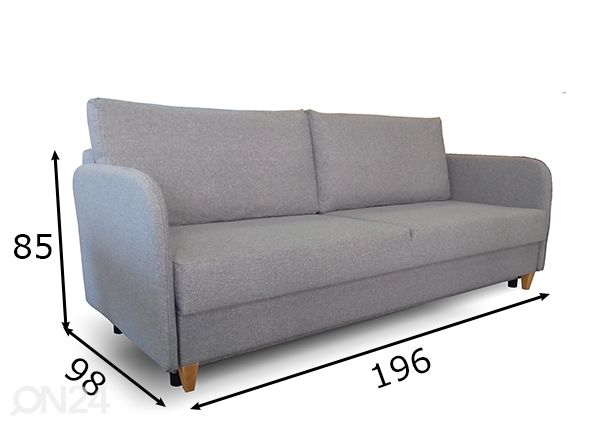 Vuodesohva vuodevaatelaatikolla mitat