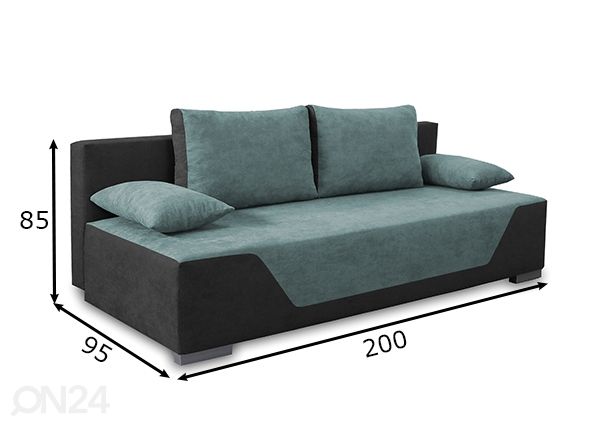 Vuodesohva vuodevaatelaatikolla mitat