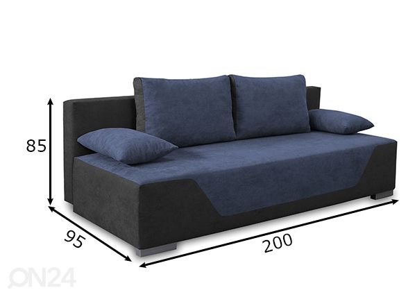 Vuodesohva vuodevaatelaatikolla mitat