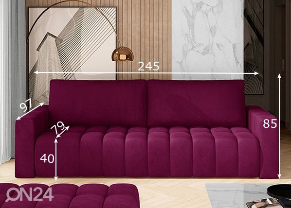 Vuodesohva vuodevaatelaatikolla Lazaro mitat