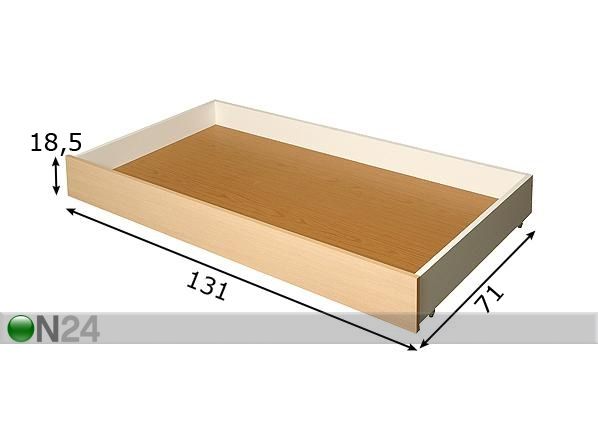 Vuodevaatelaatikko 131x71x18,5 cm mitat
