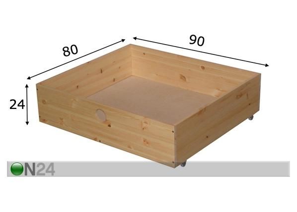 Vuodevaatelaatikko KIKU, mänty mitat