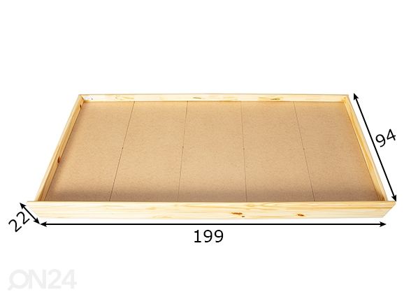 Vuodevaatelaatikko Lati 200 cm mitat