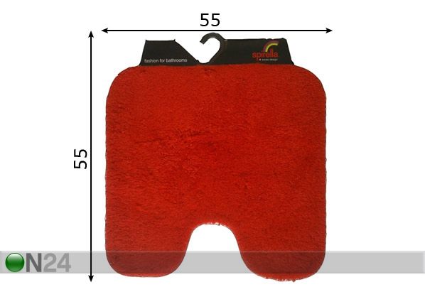 WC-matto CALIFORNIA punainen 55x55 cm mitat