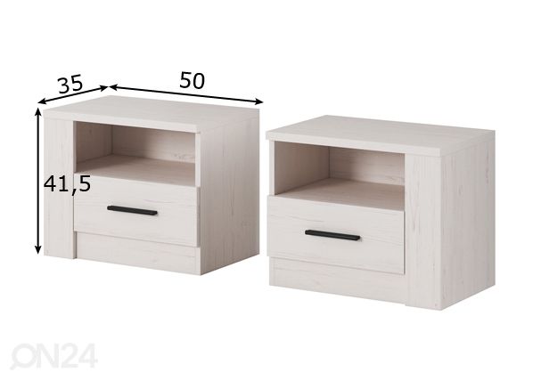 Yöpöydät 2 kpl mitat