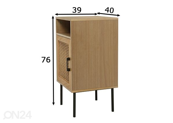 Yöpöytä 40 cm, luonnonväri/musta mitat