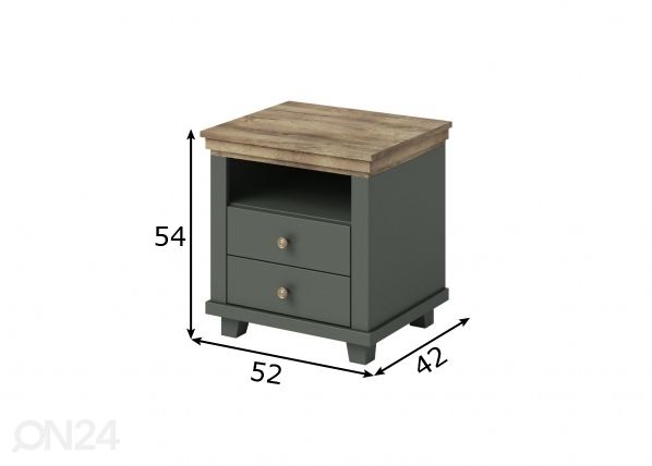 Yöpöytä 52 cm mitat