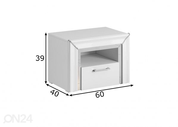 Yöpöytä 60 cm mitat