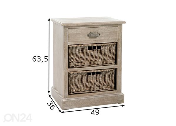 Yöpöytä Basket mitat