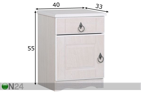 Yöpöytä BLANCA mitat
