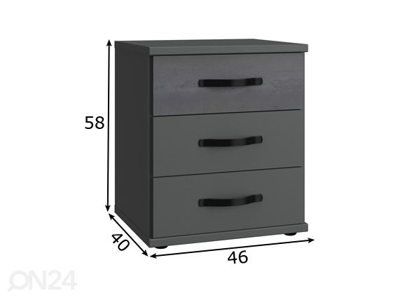 Yöpöytä Duo2 mitat