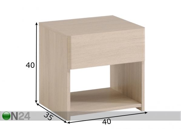 Yöpöytä Easy 3 mitat