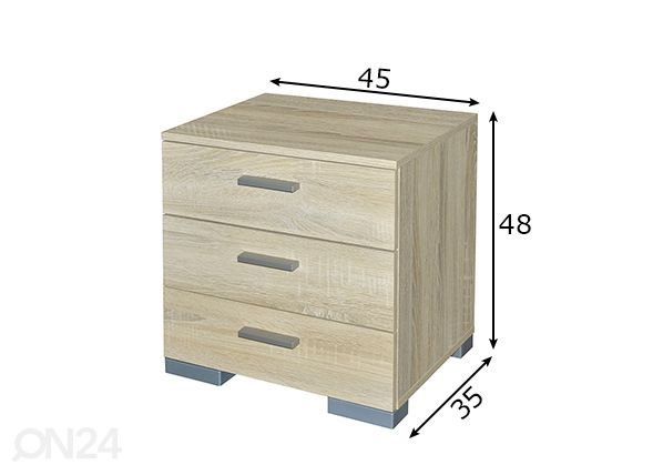 Yöpöytä Four mitat
