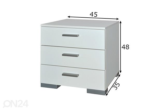 Yöpöytä Four mitat