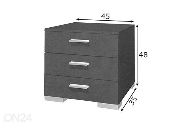 Yöpöytä Four mitat