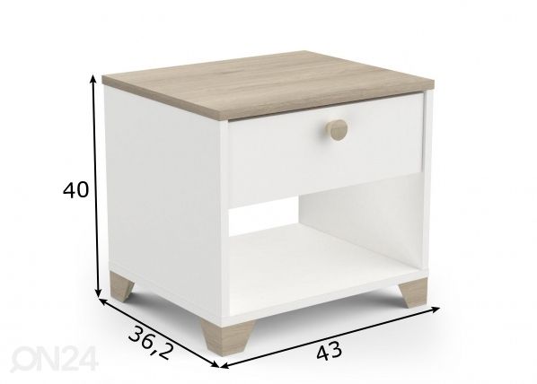 Yöpöytä Izzy 43 cm mitat