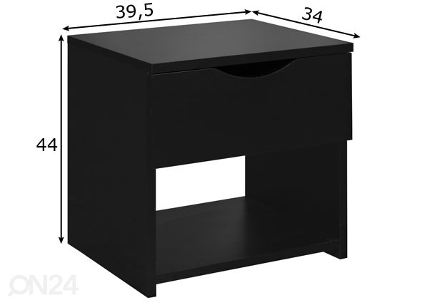 Yöpöytä LETTY BLACK mitat