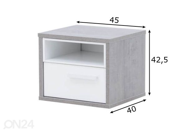 Yöpöytä Mipiace mitat