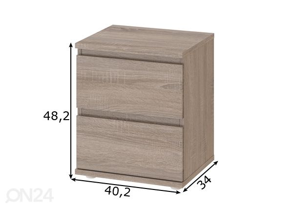 Yöpöytä NOVA mitat