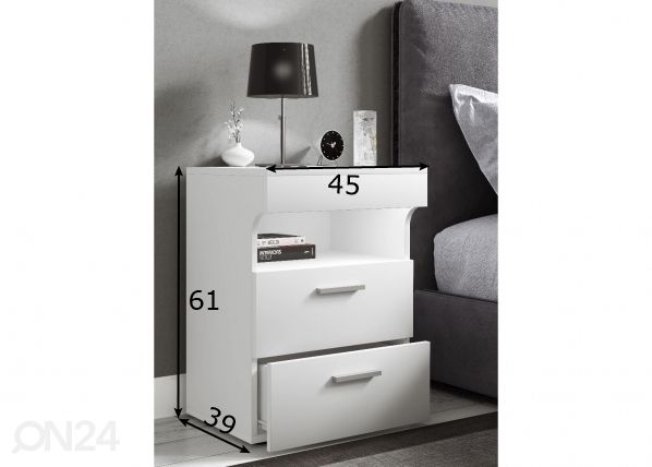 Yöpöytä Slepal L 45 cm mitat