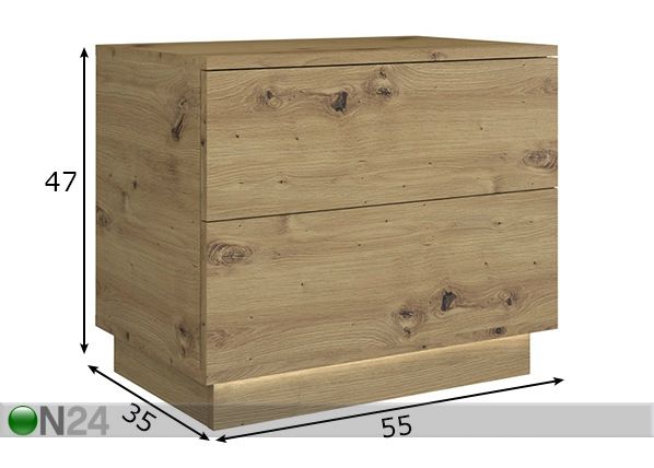 Yöpöytä valaistuksella mitat