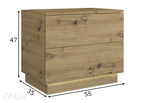 Yöpöytä valaistuksella mitat