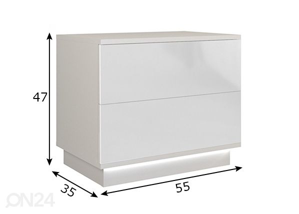 Yöpöytä valaistuksella mitat