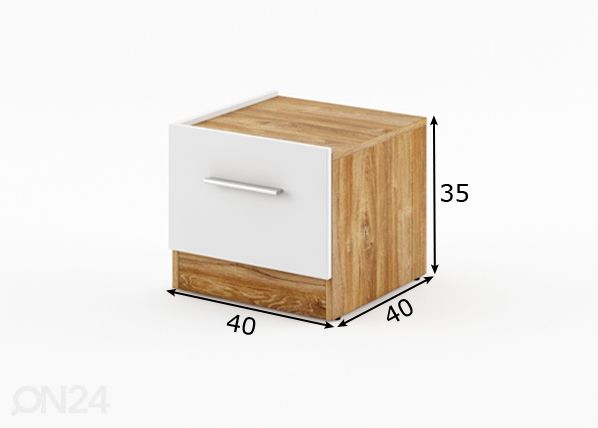 Yöpöytä, vasen mitat