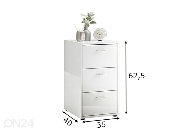 Yöpöytä Virginia 1 U mitat
