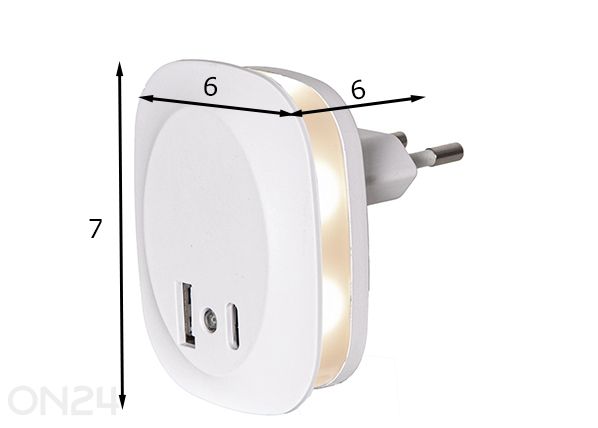 Yövalaisin USB-latauksella mitat