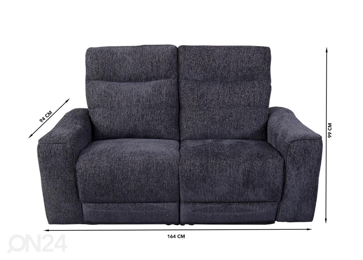 2-istuttava mekanismisohva recliner (sähköinen) kuvasuurennos mitat