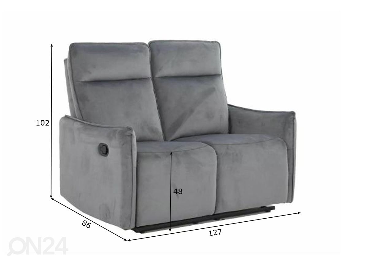 2-istuttava mekanismisohva recliner kuvasuurennos mitat