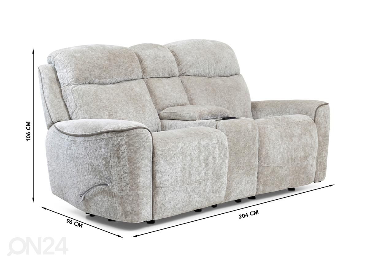 2-istuttava mekanismisohva recliner kuvasuurennos mitat
