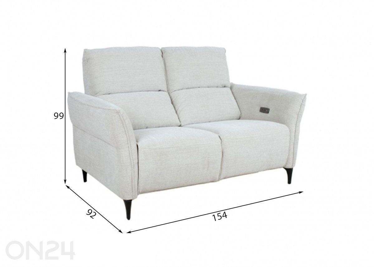 2-istuttava sohva Recliner (sähköinen) kuvasuurennos mitat