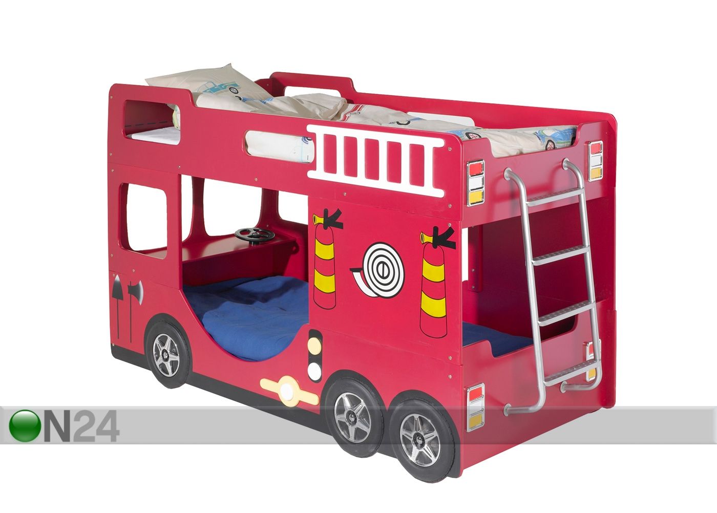 2-kerros sänky PALOAUTO 93x190 cm + patjat kuvasuurennos