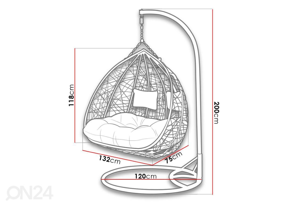 2-paikkainen riippuva tuoli Olivia kuvasuurennos mitat