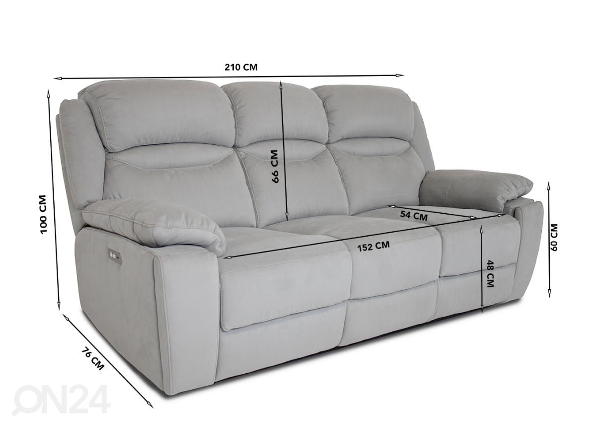 3-istuttava mekanismisohva recliner (sähköinen) kuvasuurennos mitat