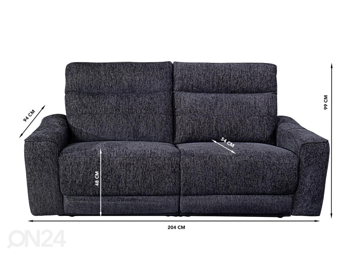 3-istuttava mekanismisohva recliner (sähköinen) kuvasuurennos mitat