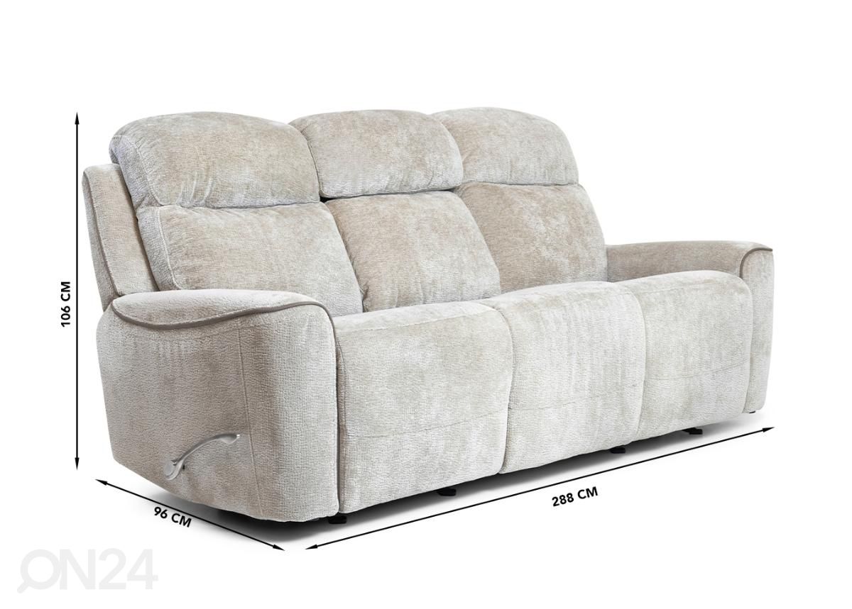 3-istuttava mekanismisohva recliner kuvasuurennos mitat