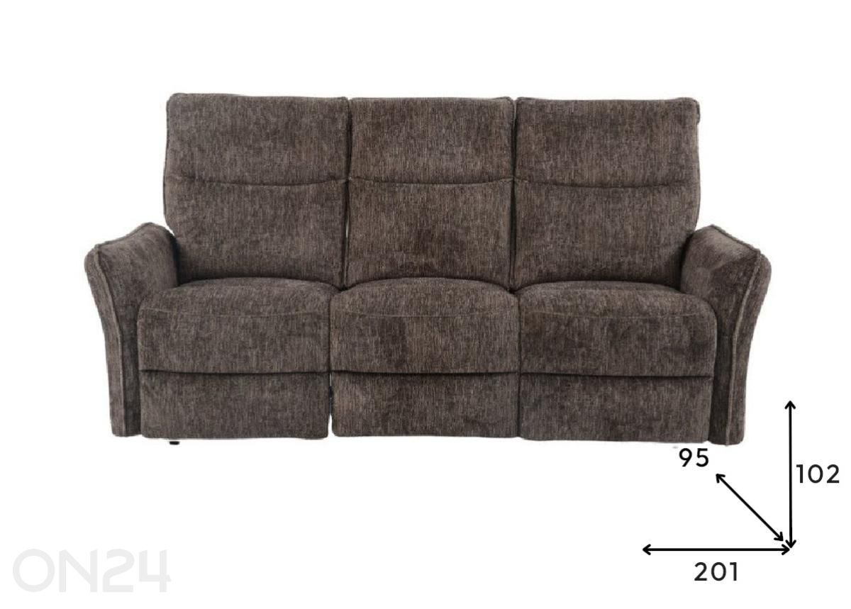 3-istuttava mekanismisohva recliner Ats 3 kuvasuurennos mitat