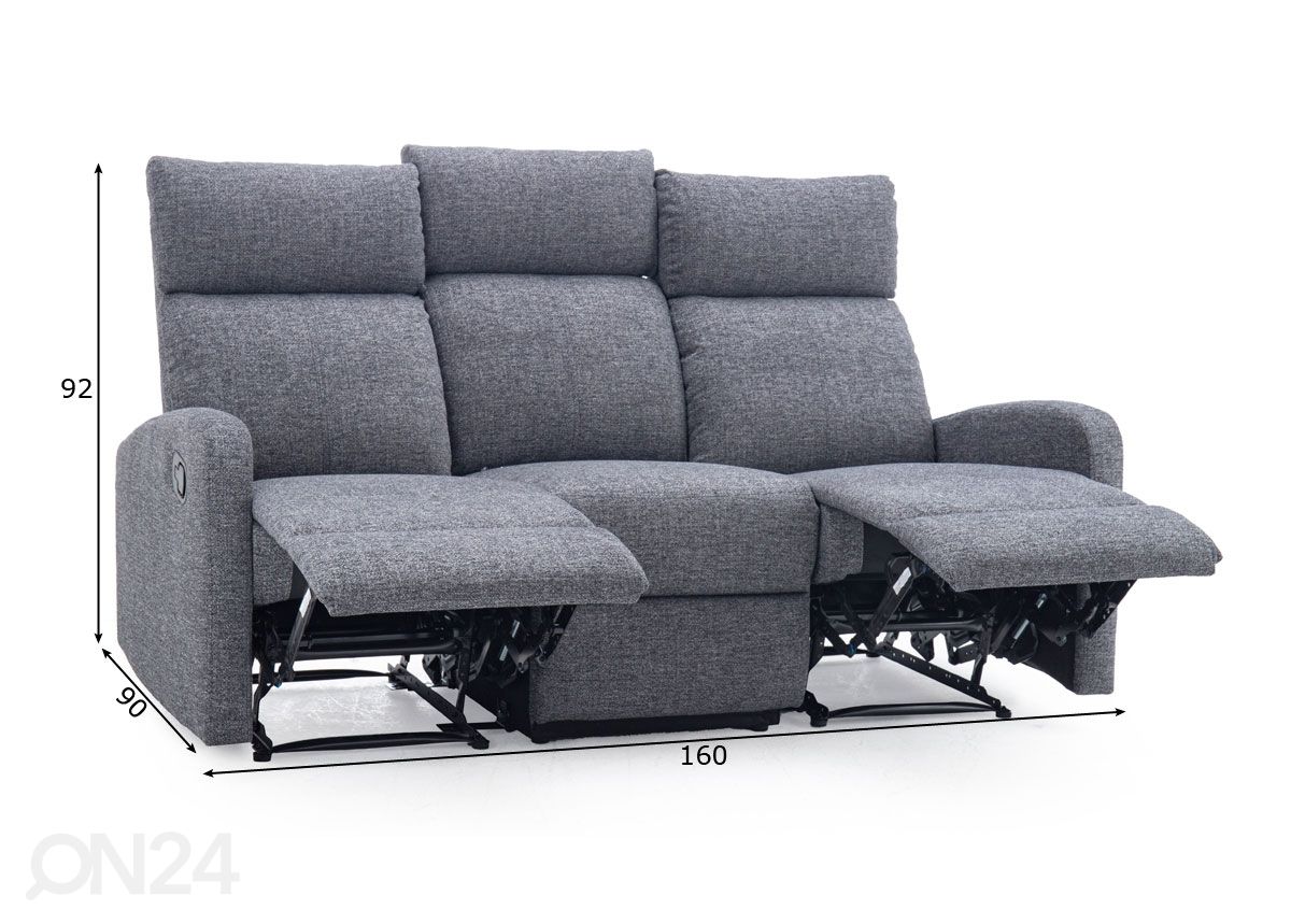3-istuttava mekanismisohva Rio recliner kuvasuurennos mitat