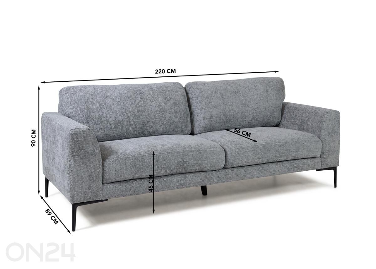 3-istuttava sohva Evert kuvasuurennos mitat