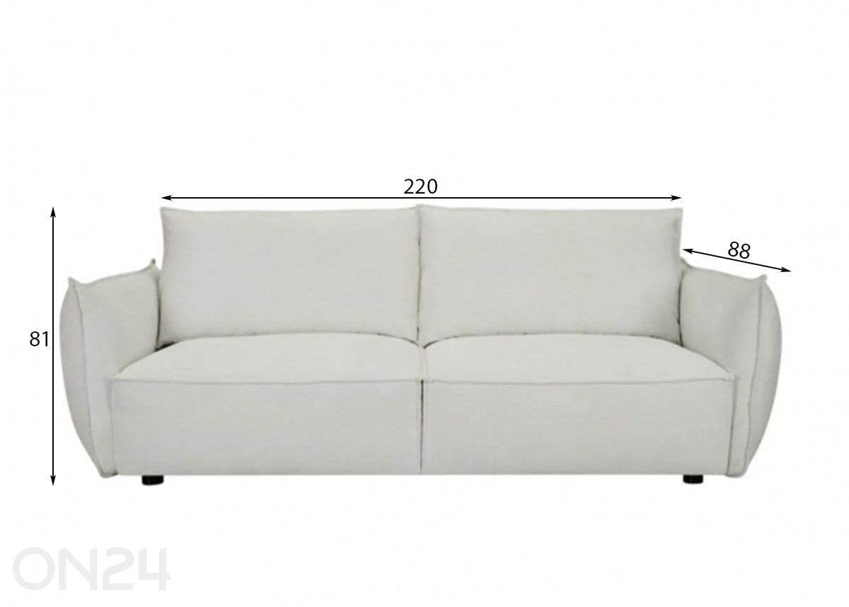 3-istuttava sohva Oslo kuvasuurennos mitat